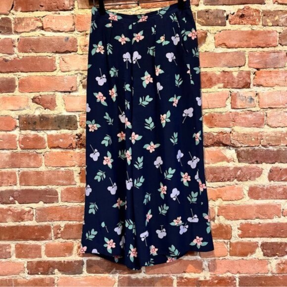 TRYB 100% Silk Floral Culottes Pants Cropped Size Small - Picture 6 of 6